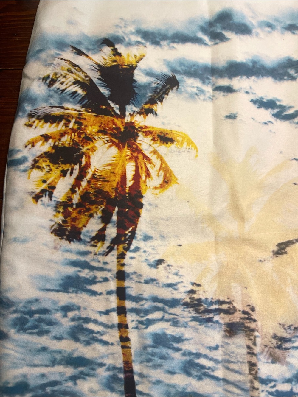 Lord & Taylor | Palm Tree Beach Scene Pencil Skirt in Blue and Cream - Picture 2 of 10